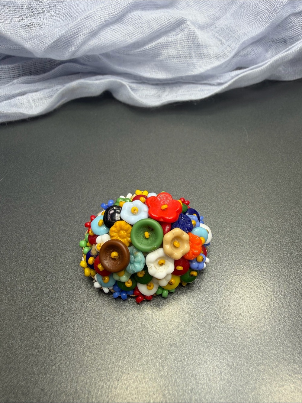 Vintage Art Deco Seed Glass Brooch #299ub